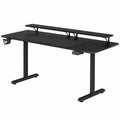 Bureau, avec rangement, en acier, coloris noir, 160 x 70 cm, pour l’espace de travail