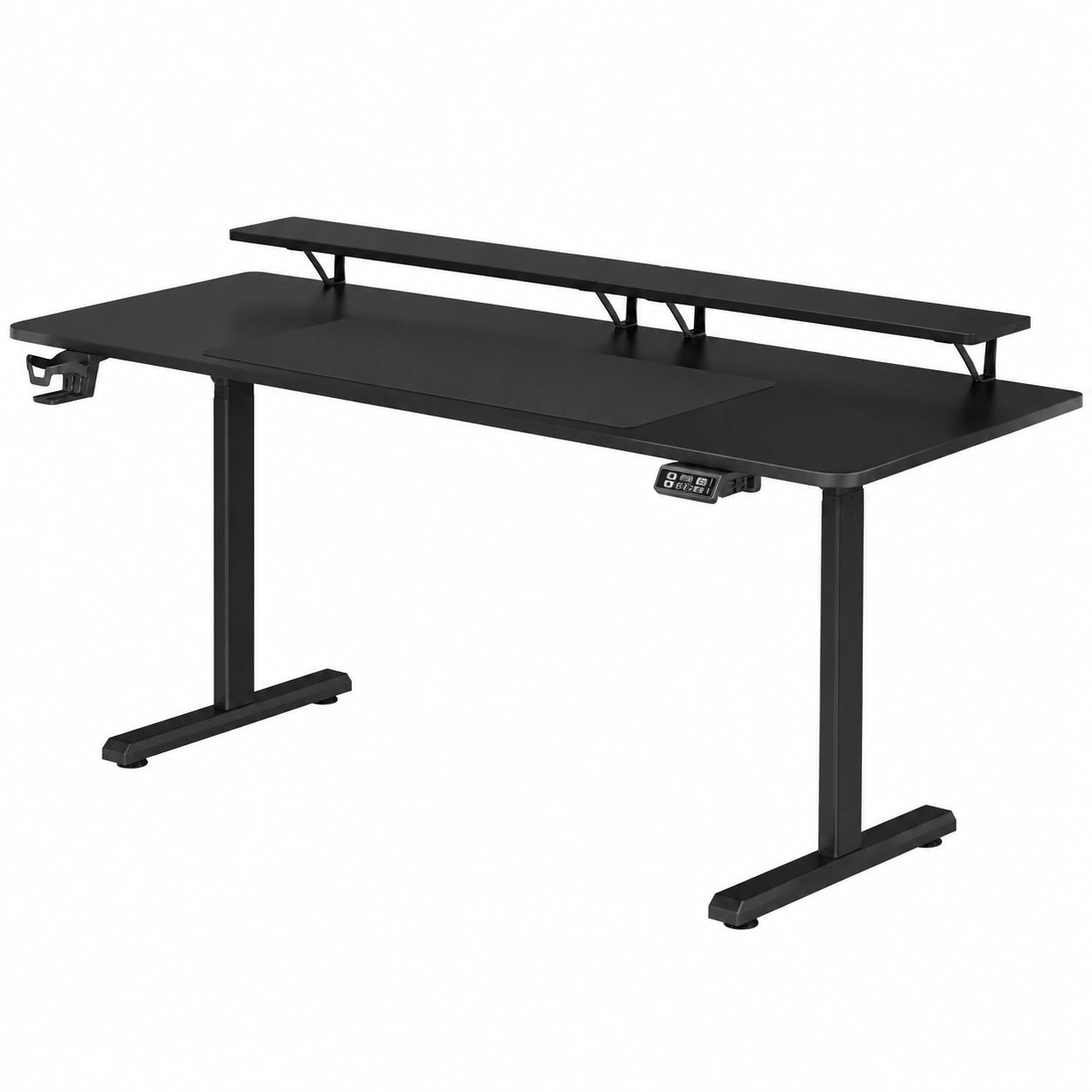 Bureau, avec rangement, en acier, coloris noir, 160 x 70 cm, pour l’espace de travail
