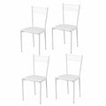 Chaise, rembourré, en acier et cuir, coloris blanc, pour la salle à manger ou la cuisine