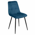 Chaise, en velours, coloris gris et bleu, pour la salle à manger ou la cuisine