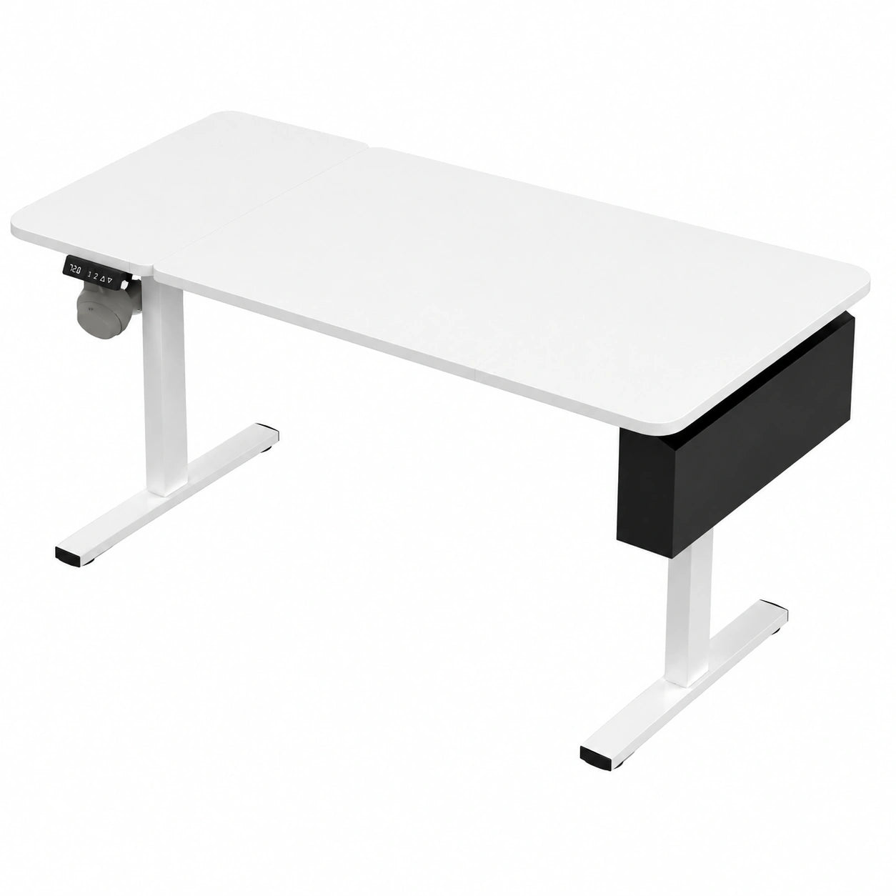 Bureau, réglable, avec prise intégrée, 160 x 75 cm, coloris blanc, pour l’espace de travail