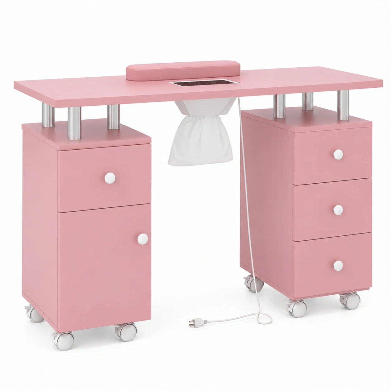 Bureau, avec tiroirs, coloris rose, 108 x 45 x 76 cm, pour l’espace de travail