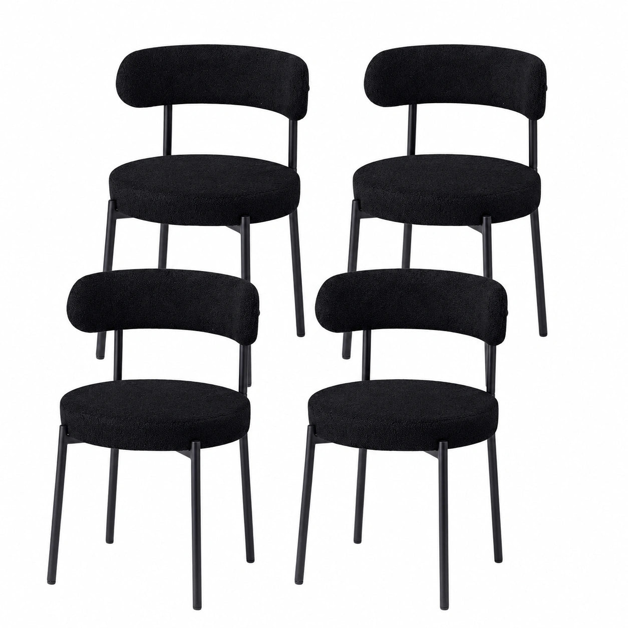 Chaise, en velours, rembourré, coloris noir, pour la salle à manger ou la cuisine