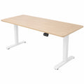 Bureau, réglable, avec crochets, 140 x 60 cm, coloris beige, pour l’espace de travail