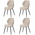 Chaise, rembourré, en métal et tissu, coloris beige, pour la salle à manger ou la cuisine