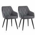 Chaise, rembourré, en métal et velours, coloris gris, pour la salle à manger ou la cuisine