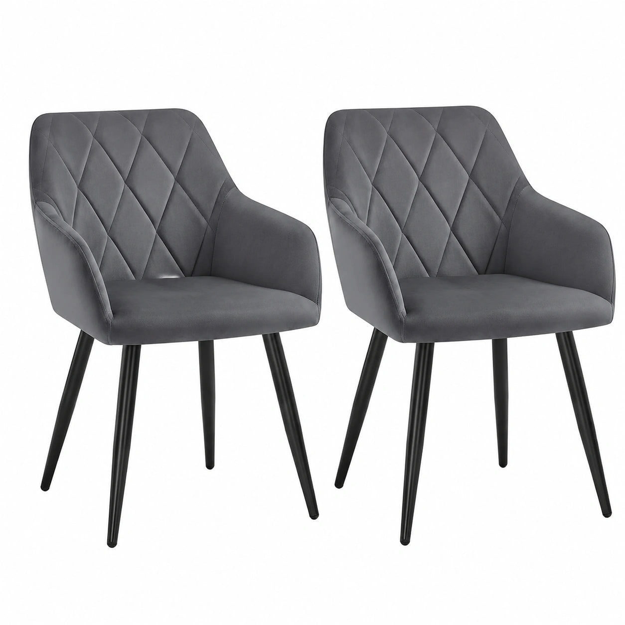 Chaise, rembourré, en métal et velours, coloris gris, pour la salle à manger ou la cuisine