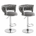 Tabouret, en velours, coloris gris, pour la cuisine ou l’espace repas