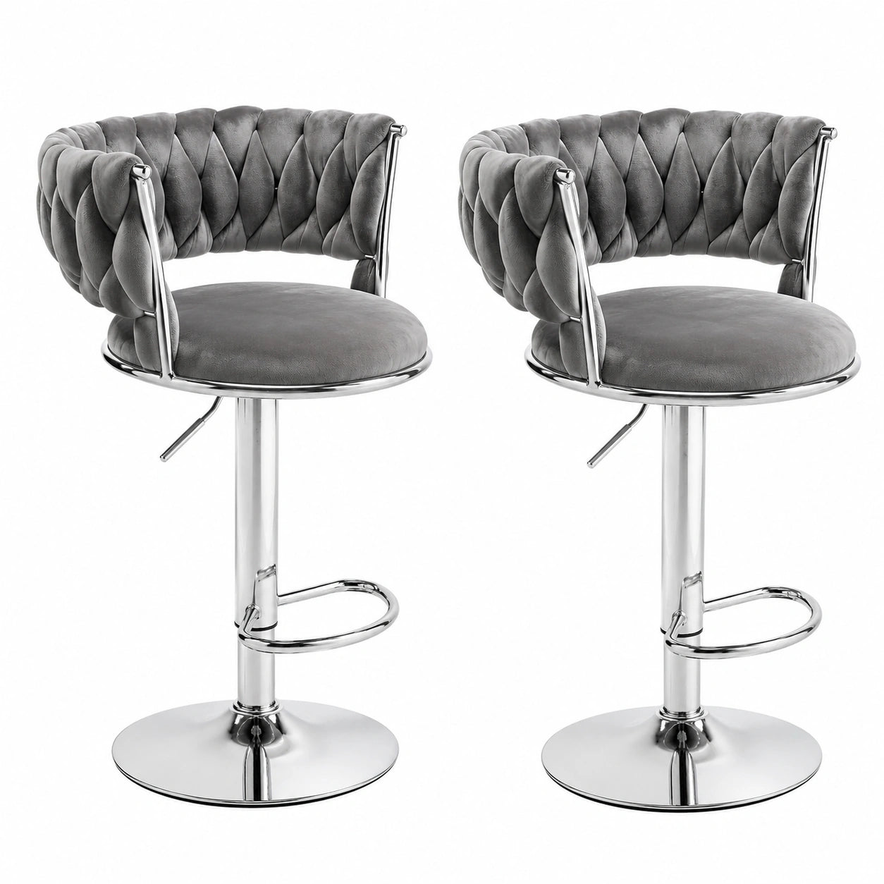 Tabouret, en velours, coloris gris, pour la cuisine ou l’espace repas