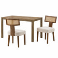 Chaise, en résine tressée, rembourré, coloris beige, pour la salle à manger ou la cuisine