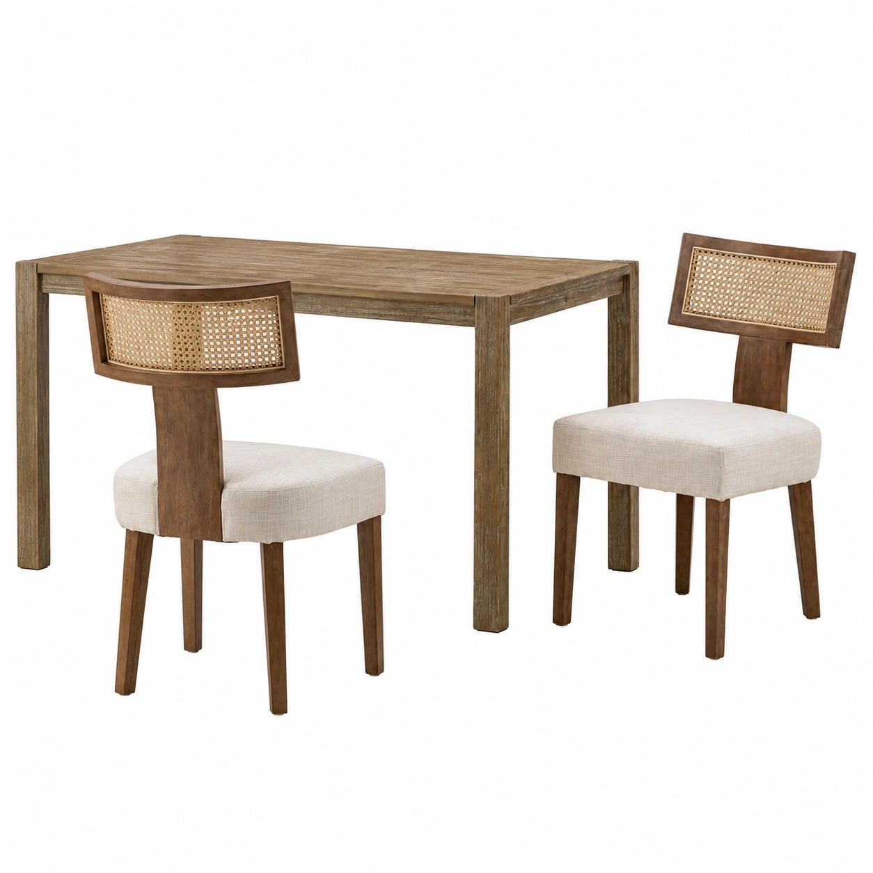 Chaise, en résine tressée, rembourré, coloris beige, pour la salle à manger ou la cuisine